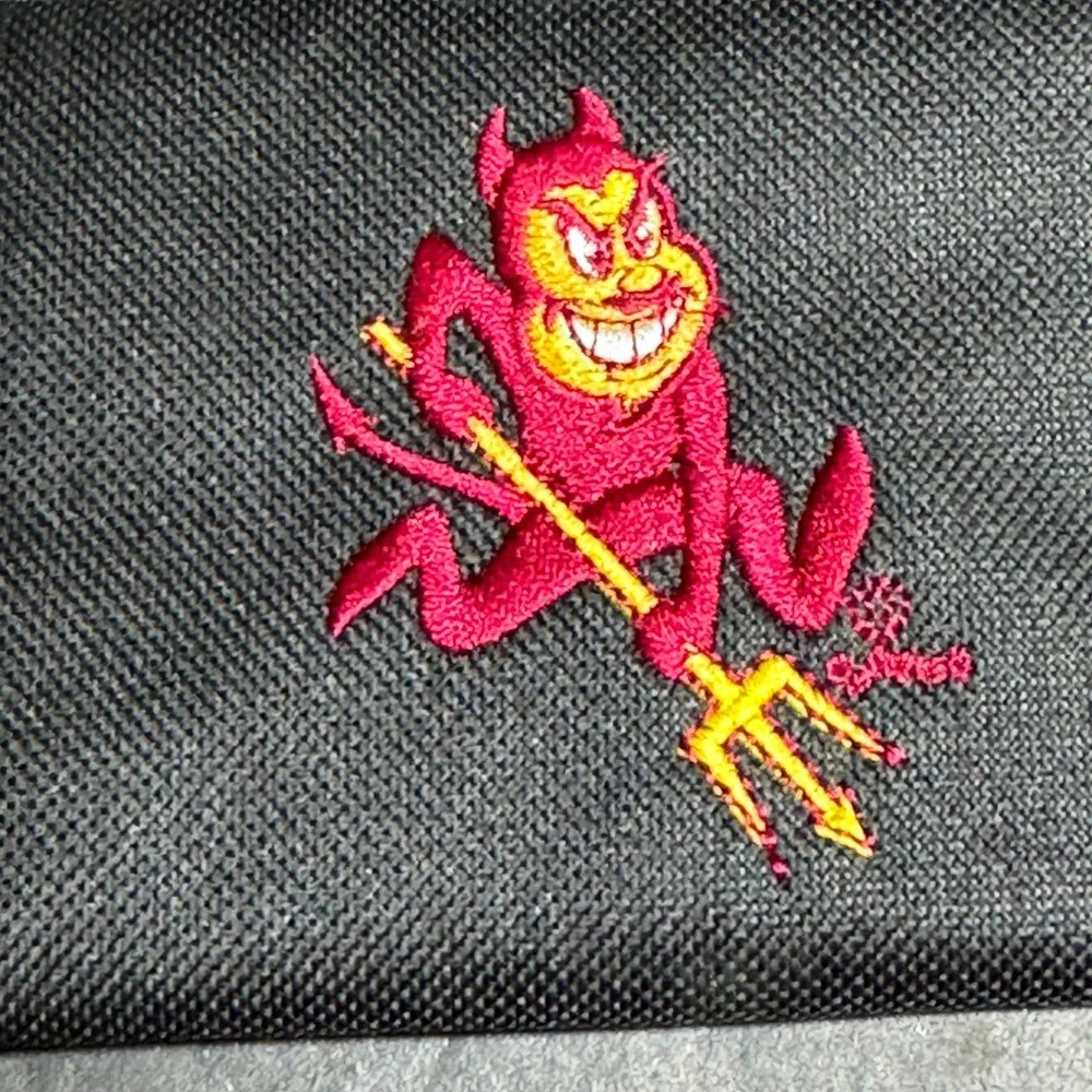 Arizona State Sun Devils ASU Sparky Embroidered Trifold Canvas Wallet Black